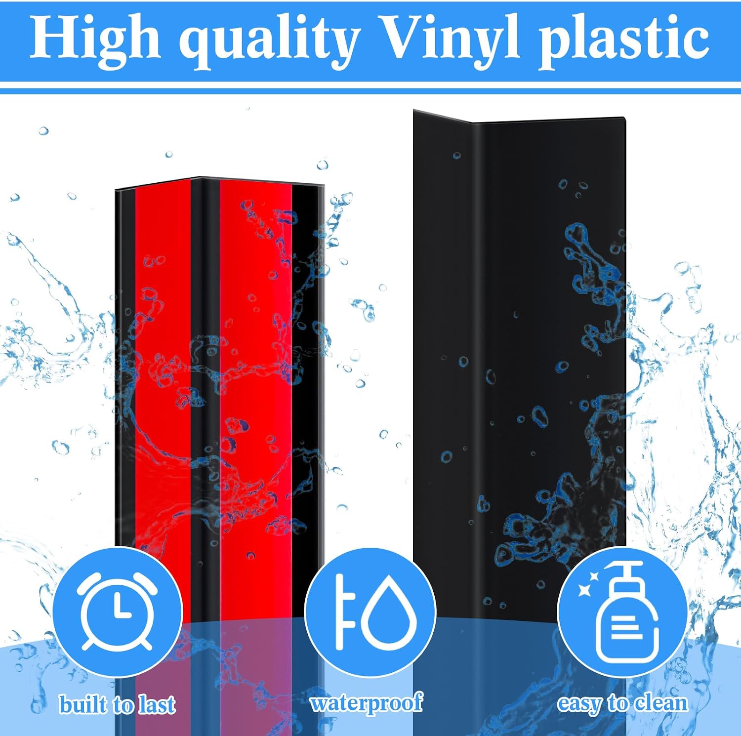 Sasylvia 10 Pcs 2-3/8 x 48 Inch Wall Corner Protector Guards with Self Adhesive, Black Vinyl Corner Trim Molding Plastic for Wall Furniture Door Tables Cabinet Edge, Avoid Scratching, Easy Install