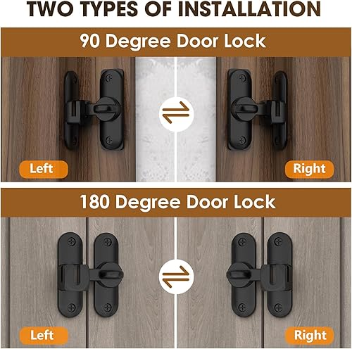 Miniatura 4 de Cerradura y pestillo para puerta de granero de 90180 grados, hardware de bloqueo deslizante de aleación de zinc para gabinete, baño, garaje, valla