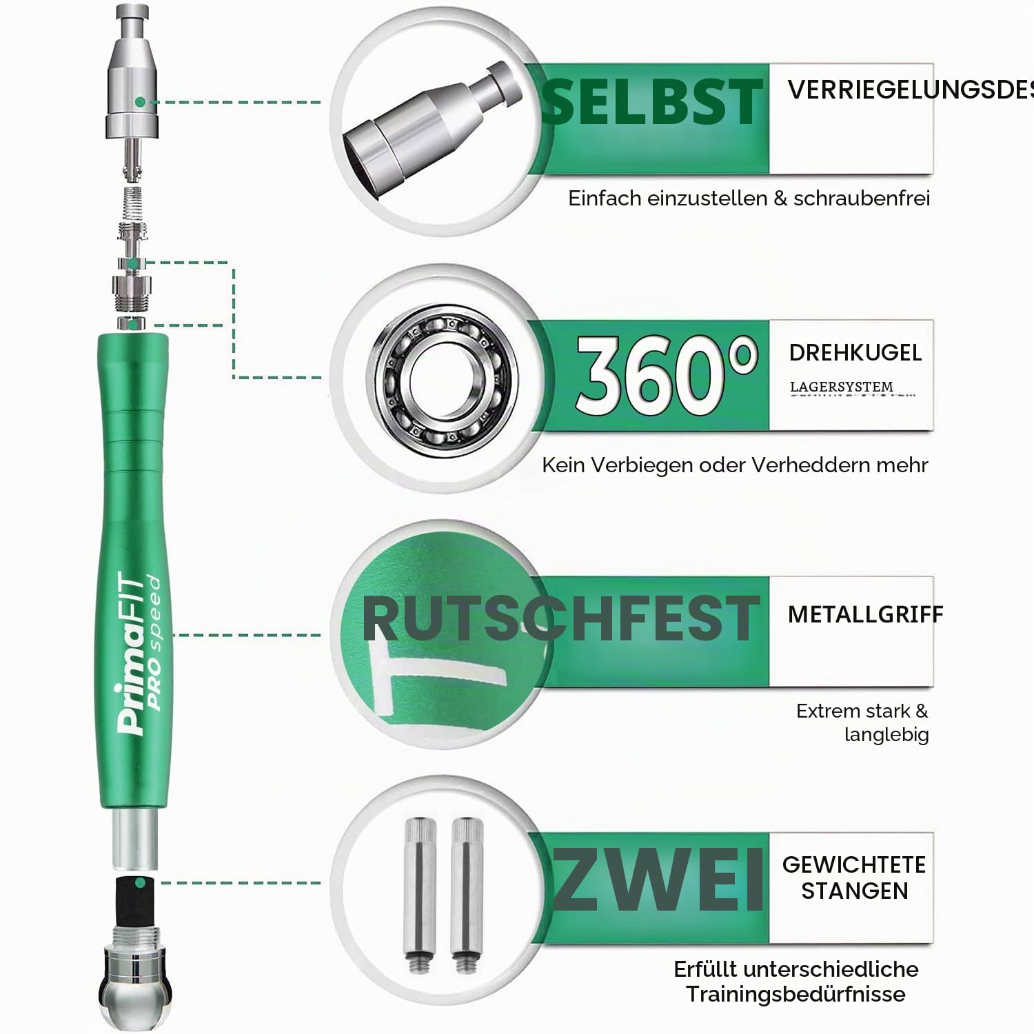 PrimaFIT Springseil Erwachsene Fitness Pro Speed Jump Rope 3m Seilspringen Verstellbar Mit Gewichten, 2 Kugellager & Anti-Rutsch Griffe, Profi Skipping Für Boxen, MMA, Crossfit, Extra Stahlseil,Tasche