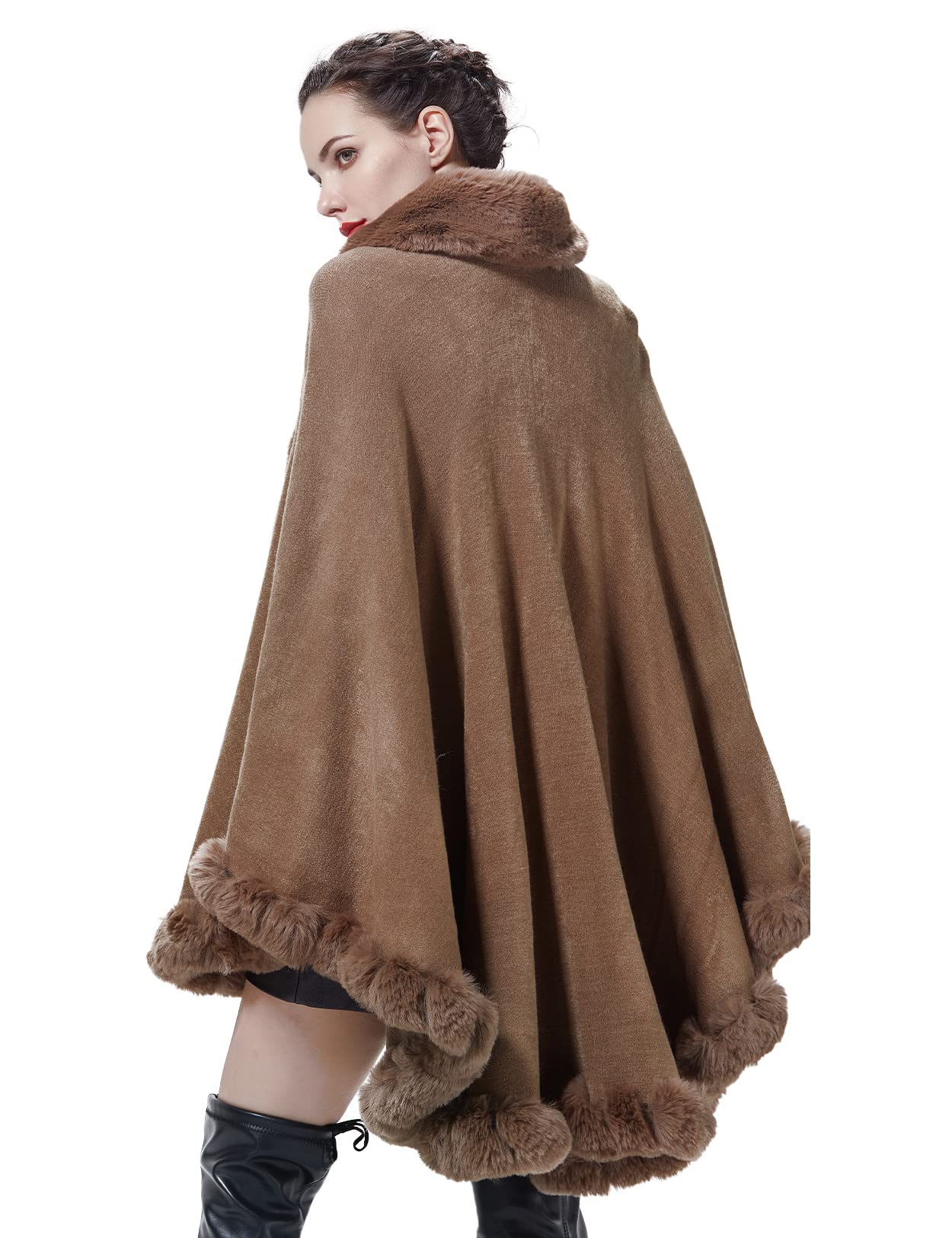 BEAUTELICATE Scialle Pelliccia Sintetica Ecologica Donna Stola Mantello Poncho Cappotto a Maglia Cardigan per Matrimonio Invernale Festa