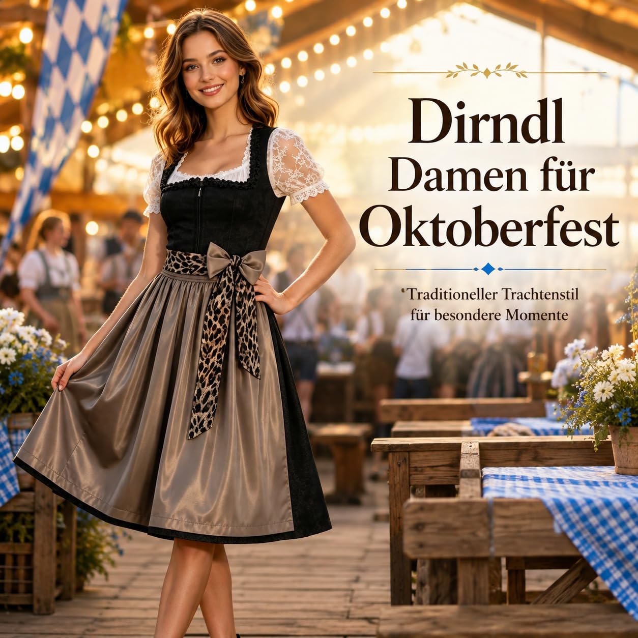 Generisch Dirndl Grosse Grössen Oktoberfest Damen Outfit Dindl Midi Für Schürze 'Dirndl Dirndlkleid Lang Dirnd Samtdirndl Beige Trachtenkleid Drindl Langes Mit Bluse Und Samt