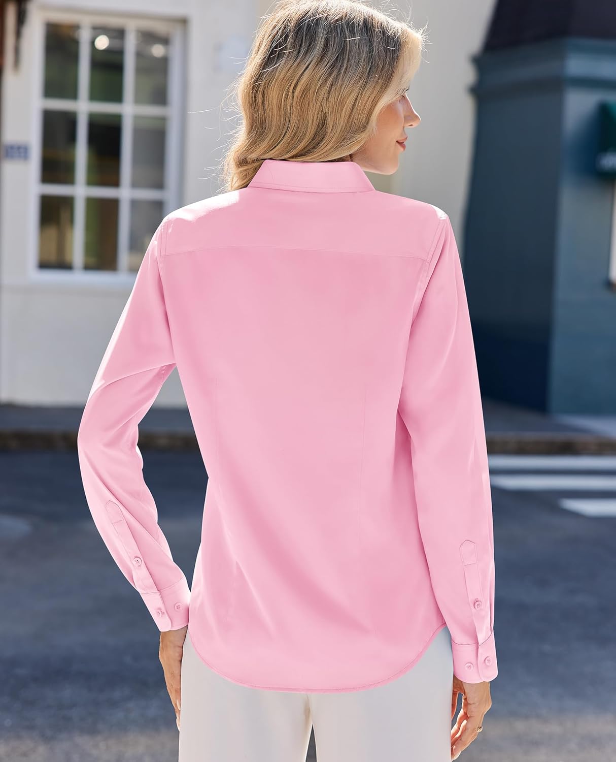 siliteelon Women Button Down Shirts Dress Shirts Long Sleeve Classic-Fit Cotton - Image 2