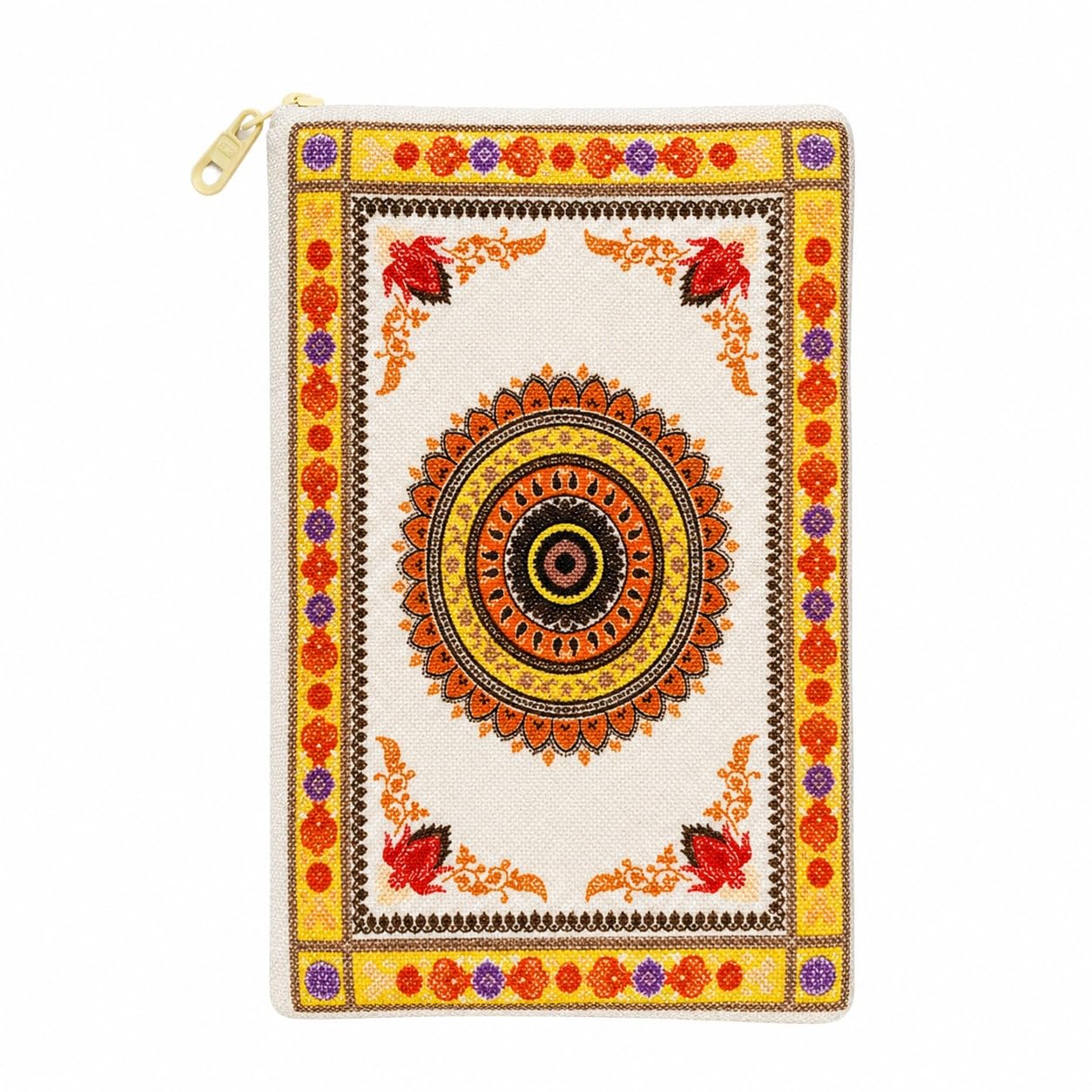 Women's Vertical Mandala Print Wallet | Handmade Canvas Zip Purse | Ethnic Ladies Organizer Wallet-image-18