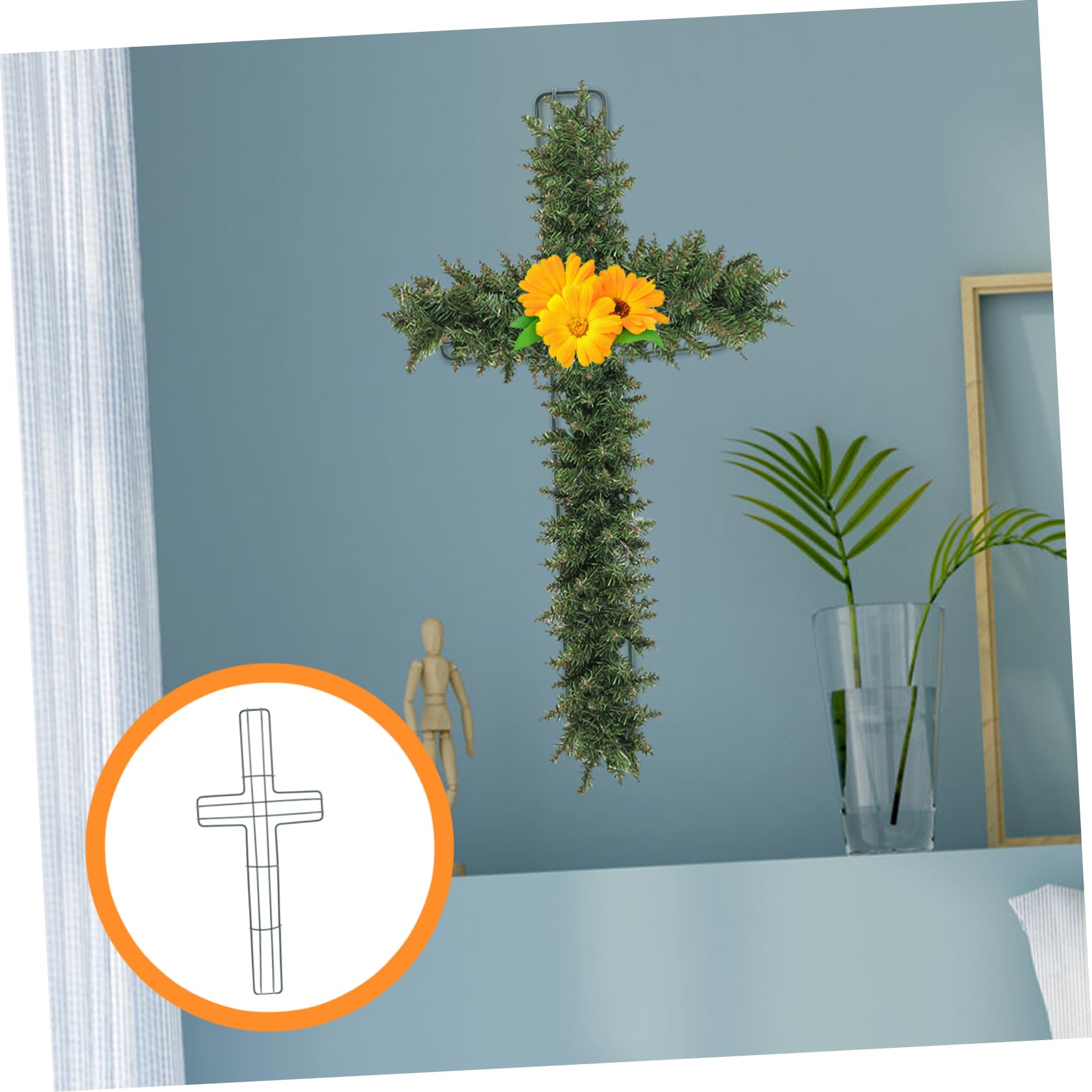 Unomor 6pcs Easter Cross Wreath Frame Iron Wreath Holder for Garland Making for Holiday Decorations Doors and Walls