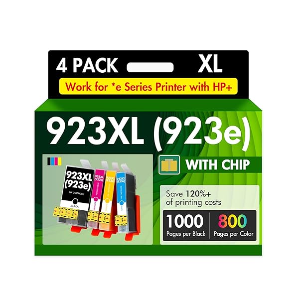 923 923XL 8130e Ink Cartridges Combo Pack with Chip: Replacement for HP Ink 923e 923 923XL for HP923 OfficeJet Pro 8130e 8135e 8139e 8138e 8122e 8120 8124e 8125e 8130 8132e 8134e Printer