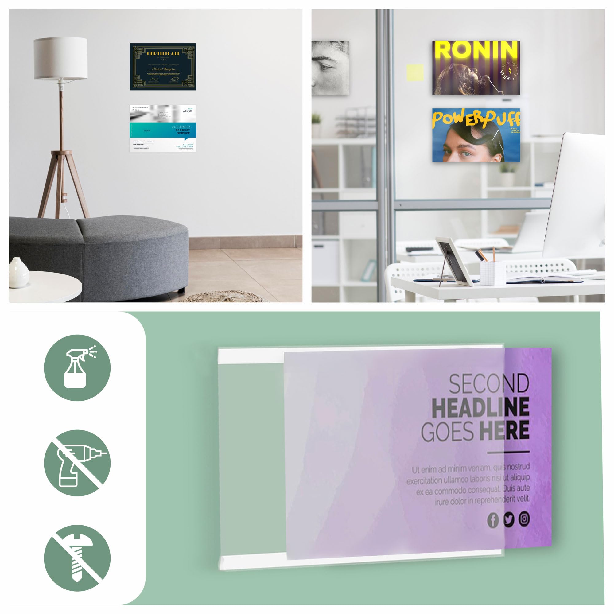 Porte Document Mural A4 Adhesif Porte Menu Restaurant Panneau Affichage Exterieur Support Mural Affiche, Document pour Bureau, Magasin, Restaurant (horizontal)
