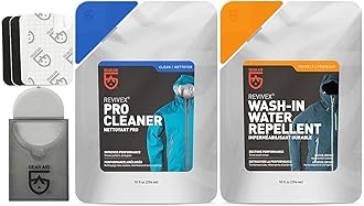 GEAR AID Outerwear Care Kit with Pro Cleaner, Wash-In Water Repellent and Tenacious Tape Mini Patches