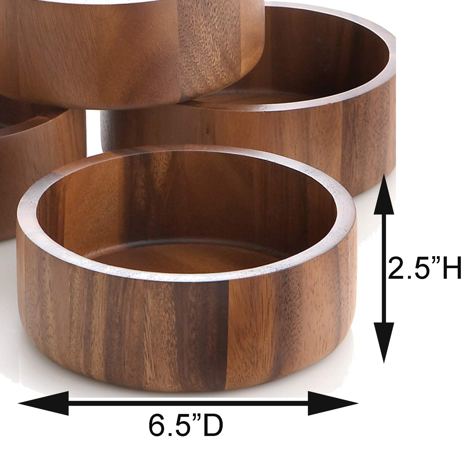 Woodard & Charles Acacia Wood Individual Salad Serving Bowls/Snack Serving Bowls, 6.5
