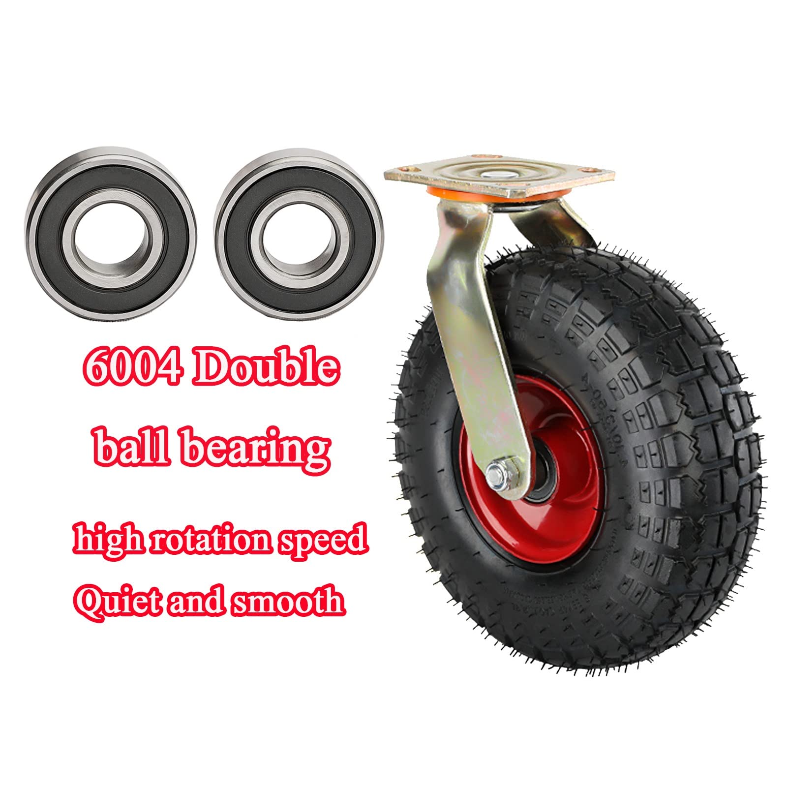 Zestaw 4 kółek obrotowych do zastosowań komercyjnych/przemysłowych, ciche kółka ze śrubami ze stali nierdzewnej 304, średnica kółek 250 mm