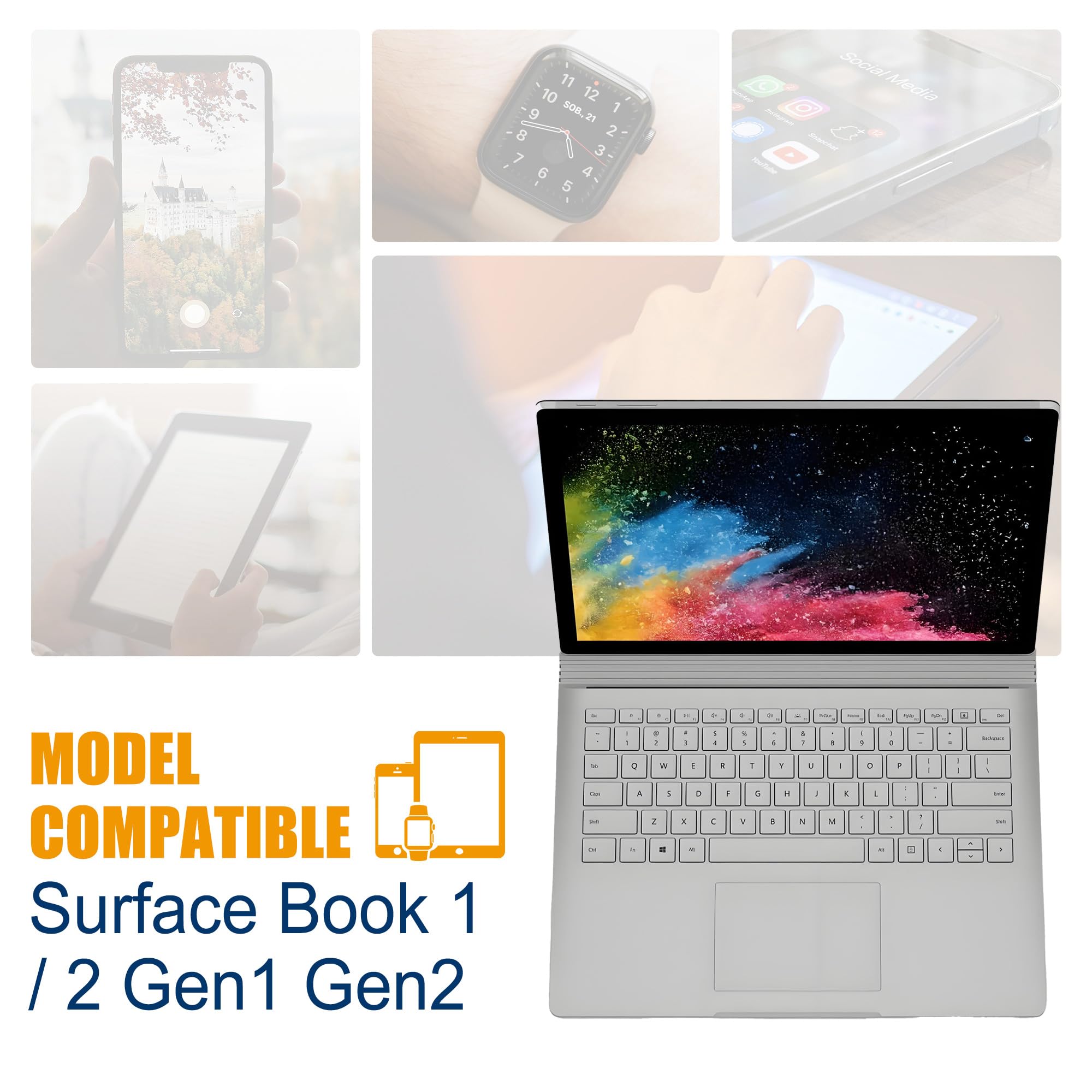 G3HTA048H Batterie compatible avec tablette Microsoft Surface Book 1 2 Gen1 Gen2 modèle 1703 clavier 13,5" avec outil de réparation inclus