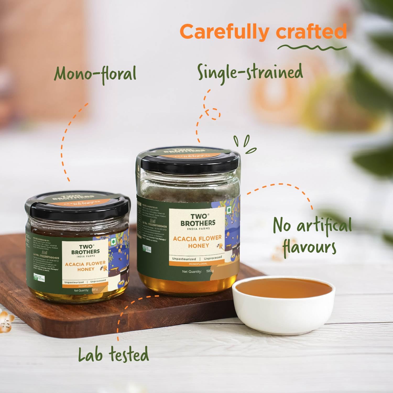 Two Brothers Acacia Apiary Honey (350g) | Raw, Mono-Floral, Unfiltered & Unpasteurized | Natural, No Additives | Mild, Easily Digestible, Rich in Flavonoids 4