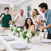 Vista 8 de DaYammi 350PCS Silver Plastic Dinnerware Set for 50 Guests, Fancy Disposable Plates for Party, Include: 50 Dinner Plates, 50 Dessert Plates, 50 Pre