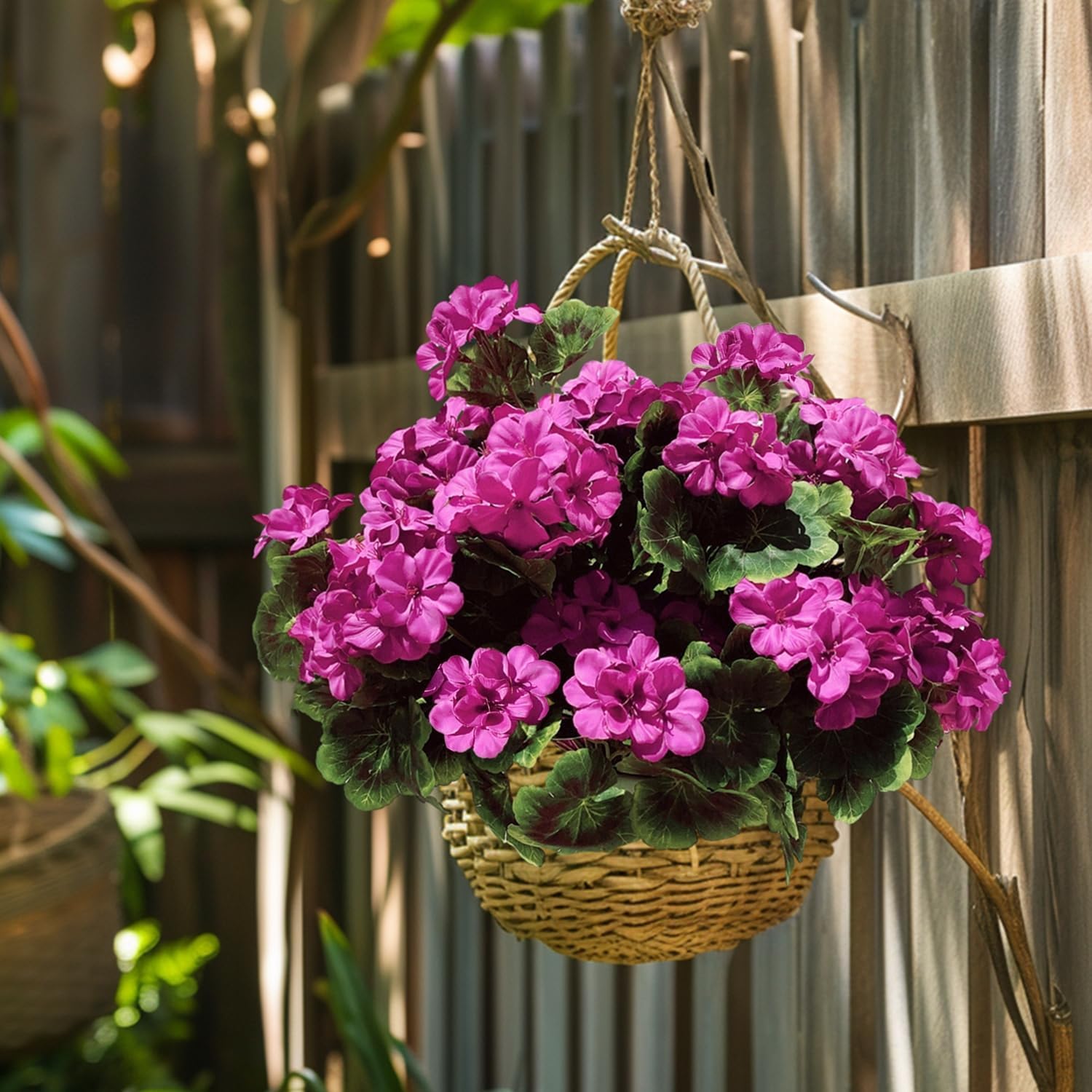 Pack of 4 - Artificial Geraniums Bundles Full Blooms Silk Flower Plants Geranium Bush Red Color for Home Garden Wedding Indoor Outdoor Decor (Violet - Pack of 4)