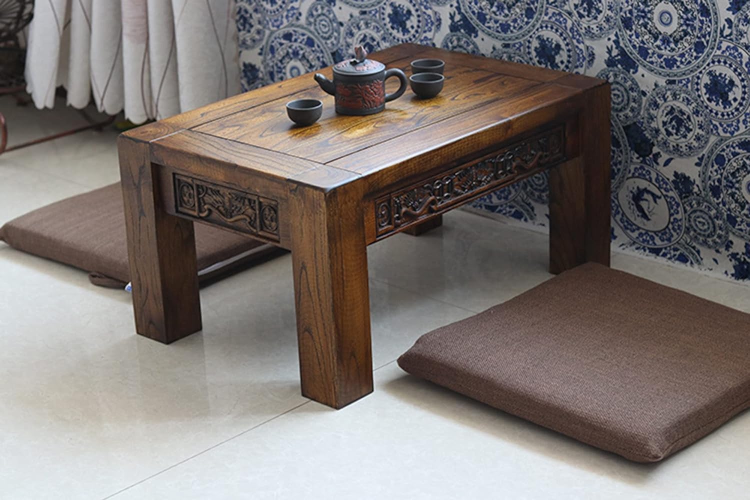 Lot de 4 coussins carrés antidérapants 40 x 40/45 x 45/50 x 50 cm en coton doux et lin avec attaches pour une utilisation en intérieur et en extérieur (couleur : 2#)