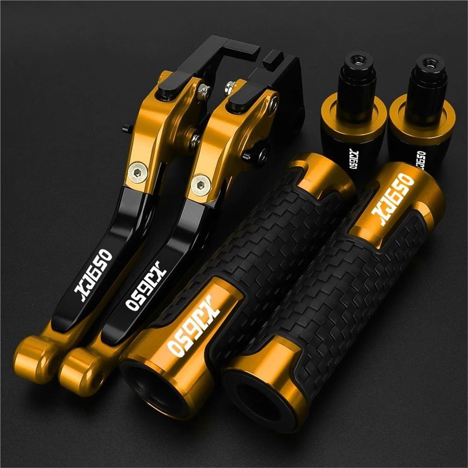 Tgvselpj Yellow Motorcycle Part Motorcycle Extendable Brake Clutch Levers Handlebar Handle Grips Ends Caps For Y-Amaha For Turbo Xj650 Xj 650 1980-1985(Yellow)