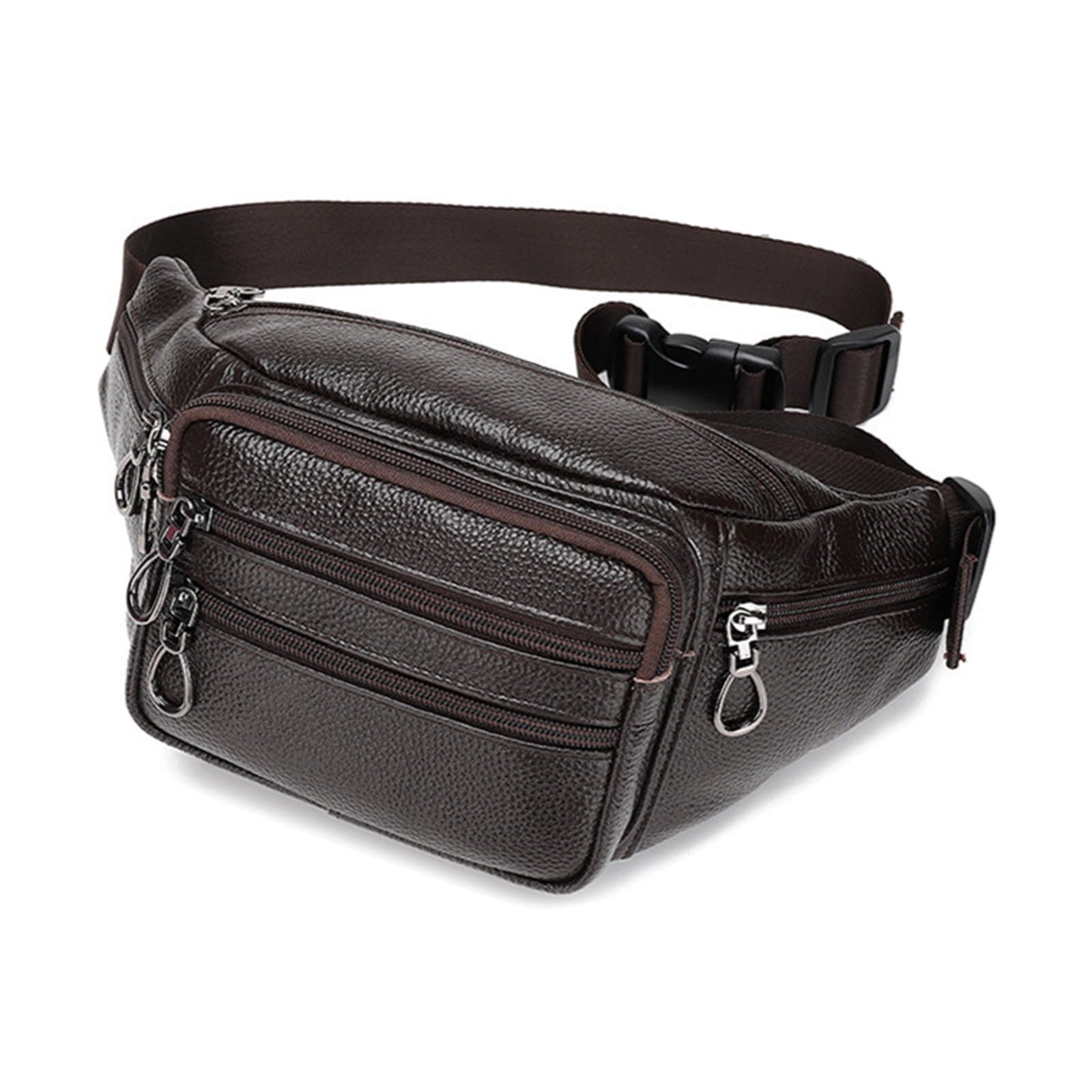 Męska nerka nerka saszetka sportowa skórzana torba na ramię odzież robocza torba crossbody, Brązowy, 32x12x7cm, Jeden styl
