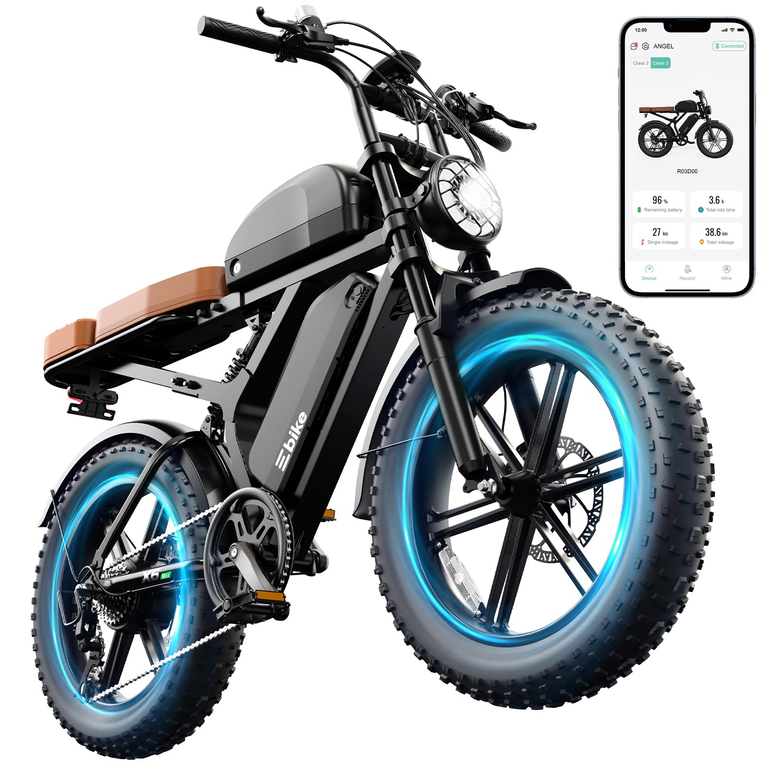 TST Electric Bike for Adults, 1500W Peak Motor 60-80 Miles Fat Tire Ebike with 48V 15Ah Removable Battery 20" Fat Tire E Bike, Full Suspension and 7-Speed,Tested to UL 2849 Powered Electric Bicycle