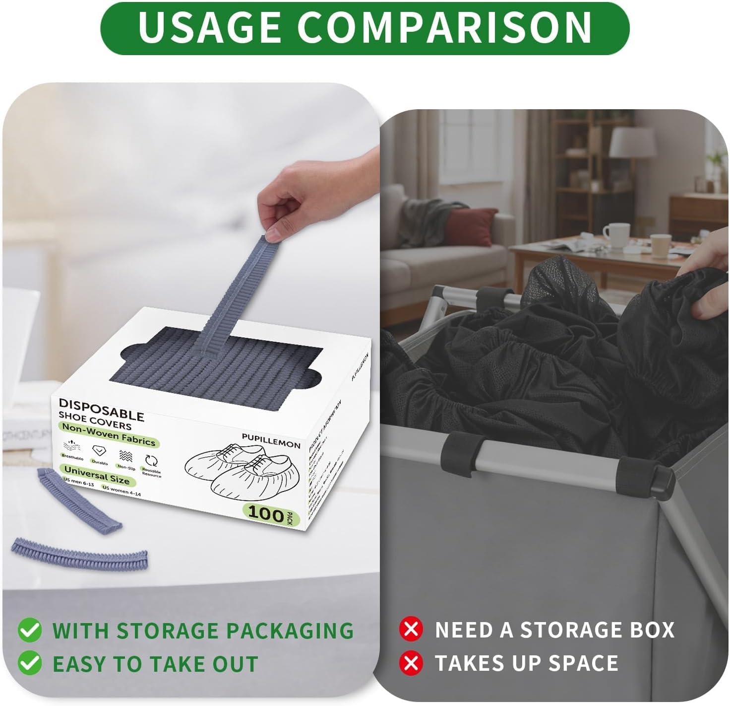 50/100/200 Pack Non-Woven Shoe Covers Disposable for Indoors