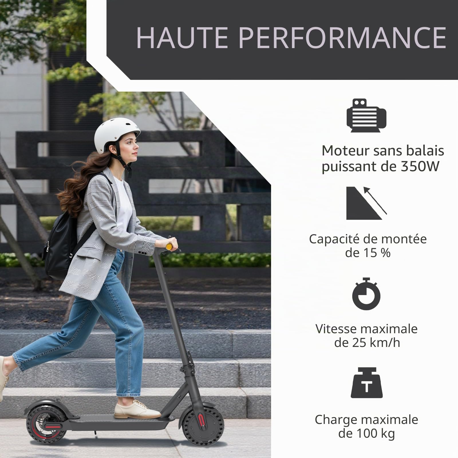 Trottinette Electrique Adulte, Moteur 350 W, 25 km/h, Autonomie 30 km, Trotinette électrique Pliable, Pneus de 8,5'', Affichage LED & APP, Freins à Disque.