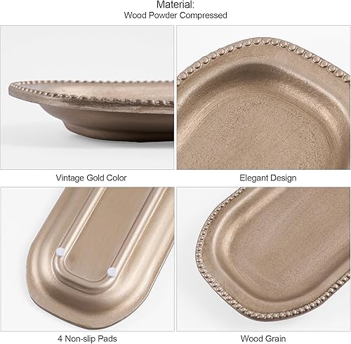 Miniatura 4 de Bandeja decorativa de madera, bandeja ovalada de 13.9 x 5.9 pulgadas, decoración de mesa de café, bandejas de mesa de comedor de cocina, decoración