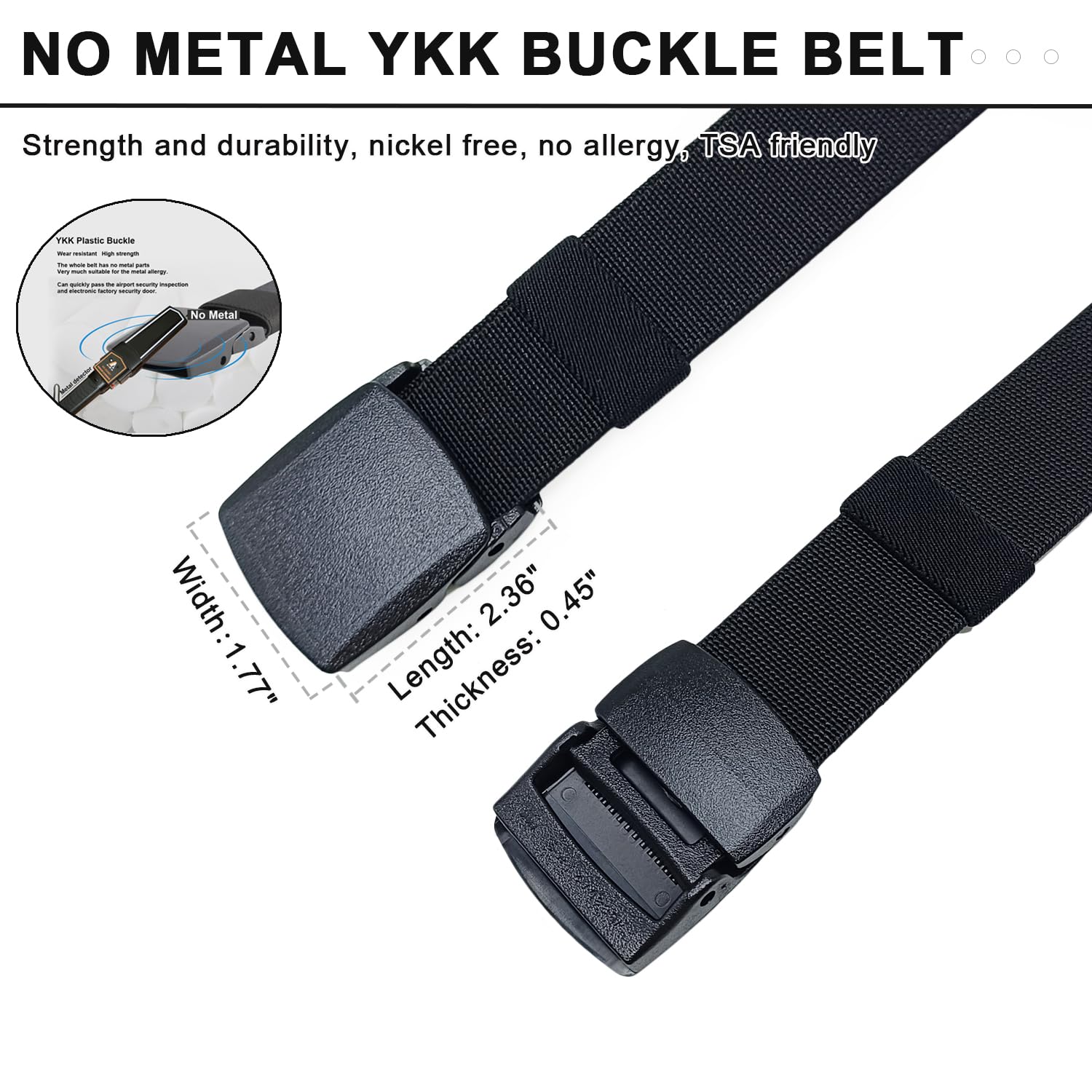 2-Pack Elastic Stretch Belt, Men’s All Size No Metal Nylon Tactical Hiking Belt