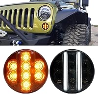 AEXPLOER LED Turn Signal Lights for Jeep Wrangler JK 2007-2018 - Smoked Lens White DRL Bar & Amber Turn Signals, DOT/SAE Approved