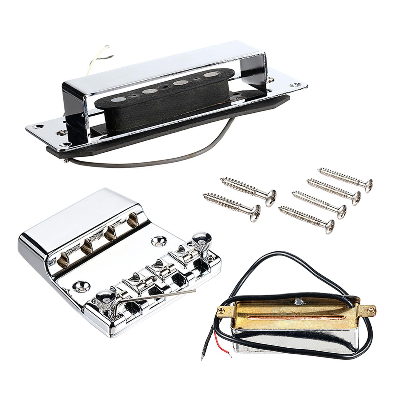 Juego de puente de bajo eléctrico de 4 cuerdas y pastilla para bajo eléctrico y accesorios de repuesto para guitarra