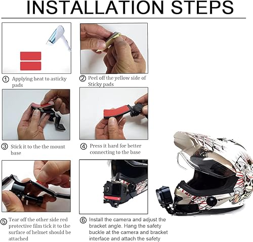 Vista 8 de Helmet Chin Mount for GoPro, Adhesive Chin Mount Fit for Full Face Motorcycle Helmet, Immersive POV Recording, Compatible With GoPro Hero 13 12 11