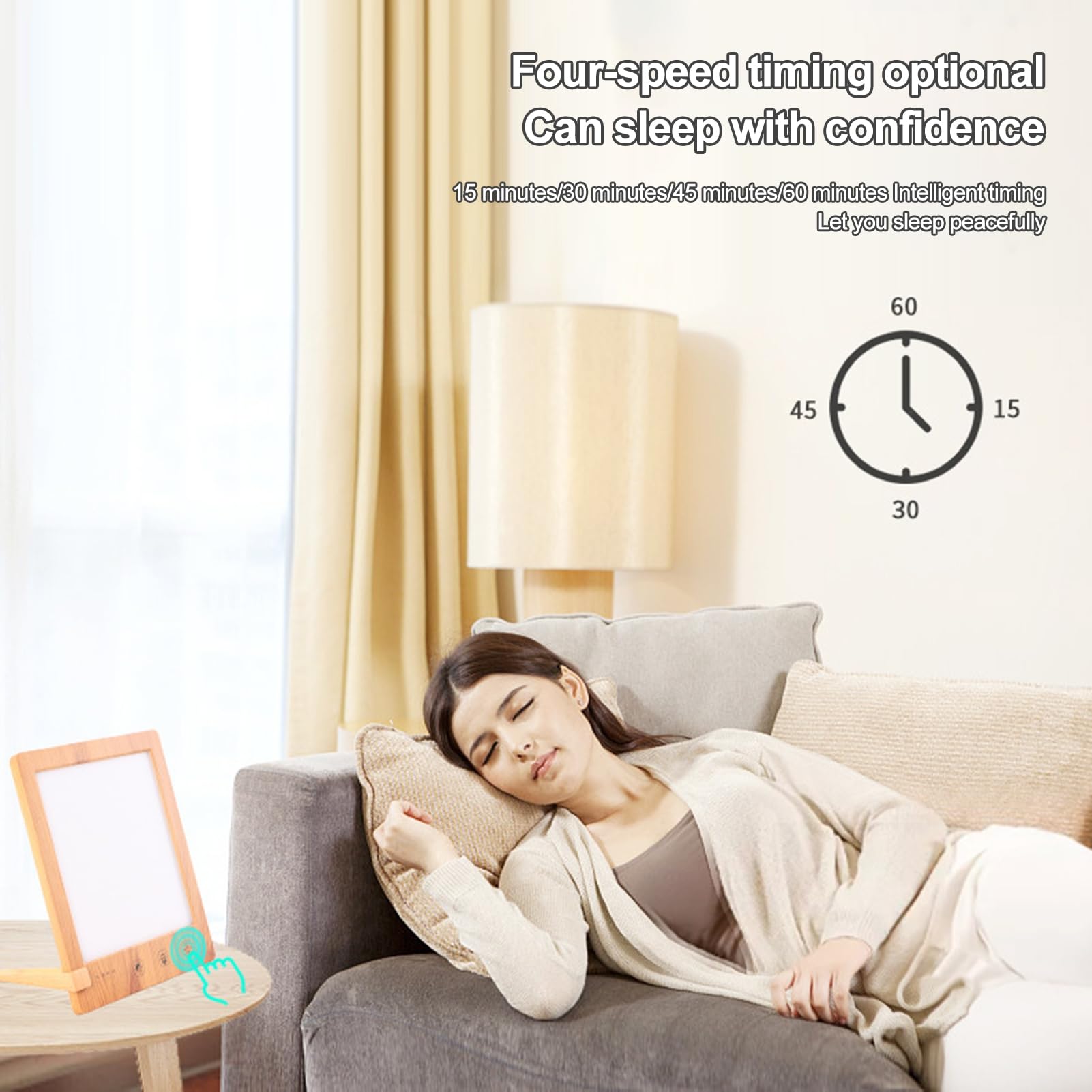 Lámpara triste, lámpara de terapia luz SAD 10000Lux con función memoria y 4 ajustes temporizador, solar natural, triste sin rayos UV, espectro completo para trastorno afectivo estacional, C