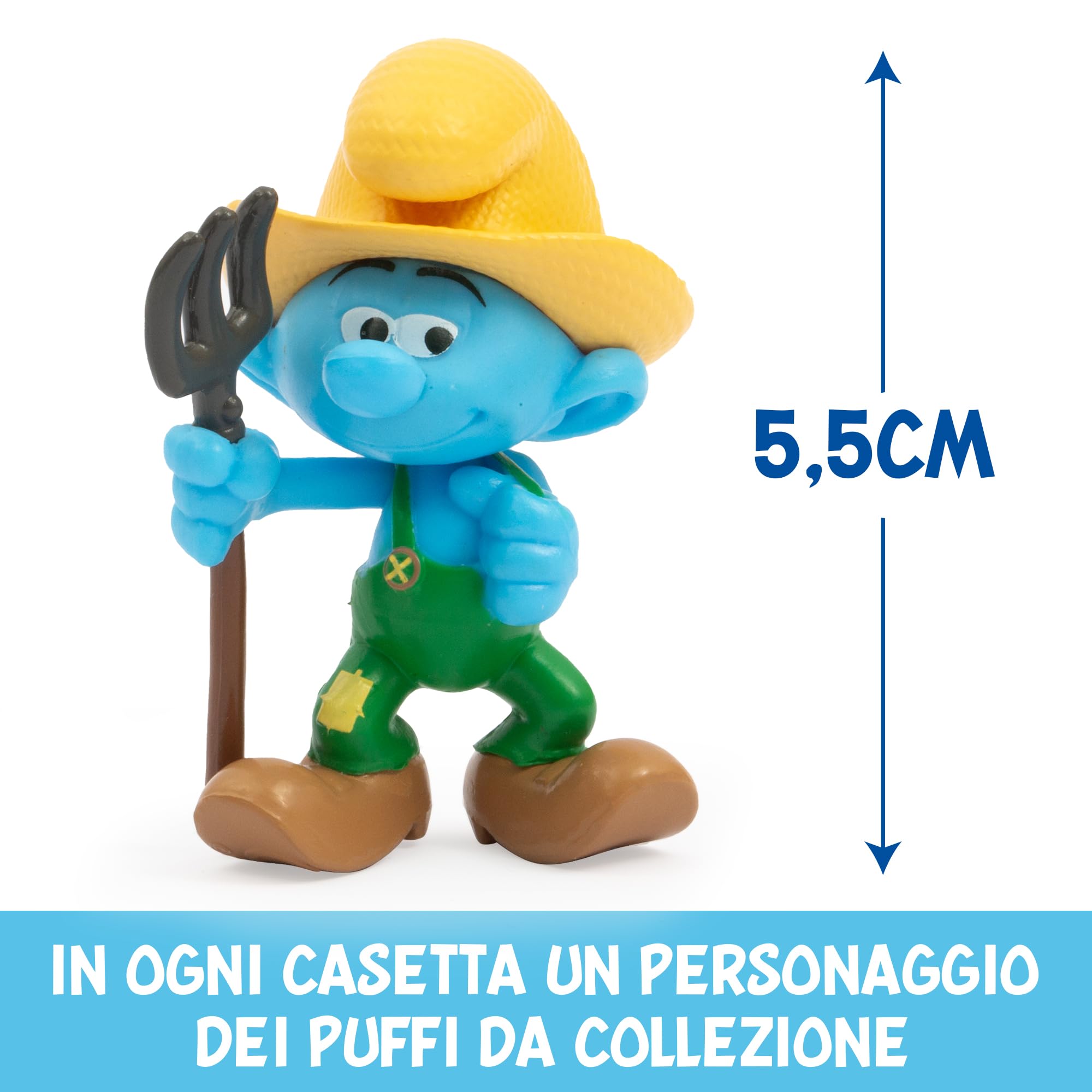 Giochi Preziosi I Puffi – Puffo Contadino da 5,5 cm e la Sua Casetta dei Puffi con Tetto Giallo, Meccanismo Ricaricabile ed Effetto Sorpresa, per Bambini A Partire dai 3 Anni