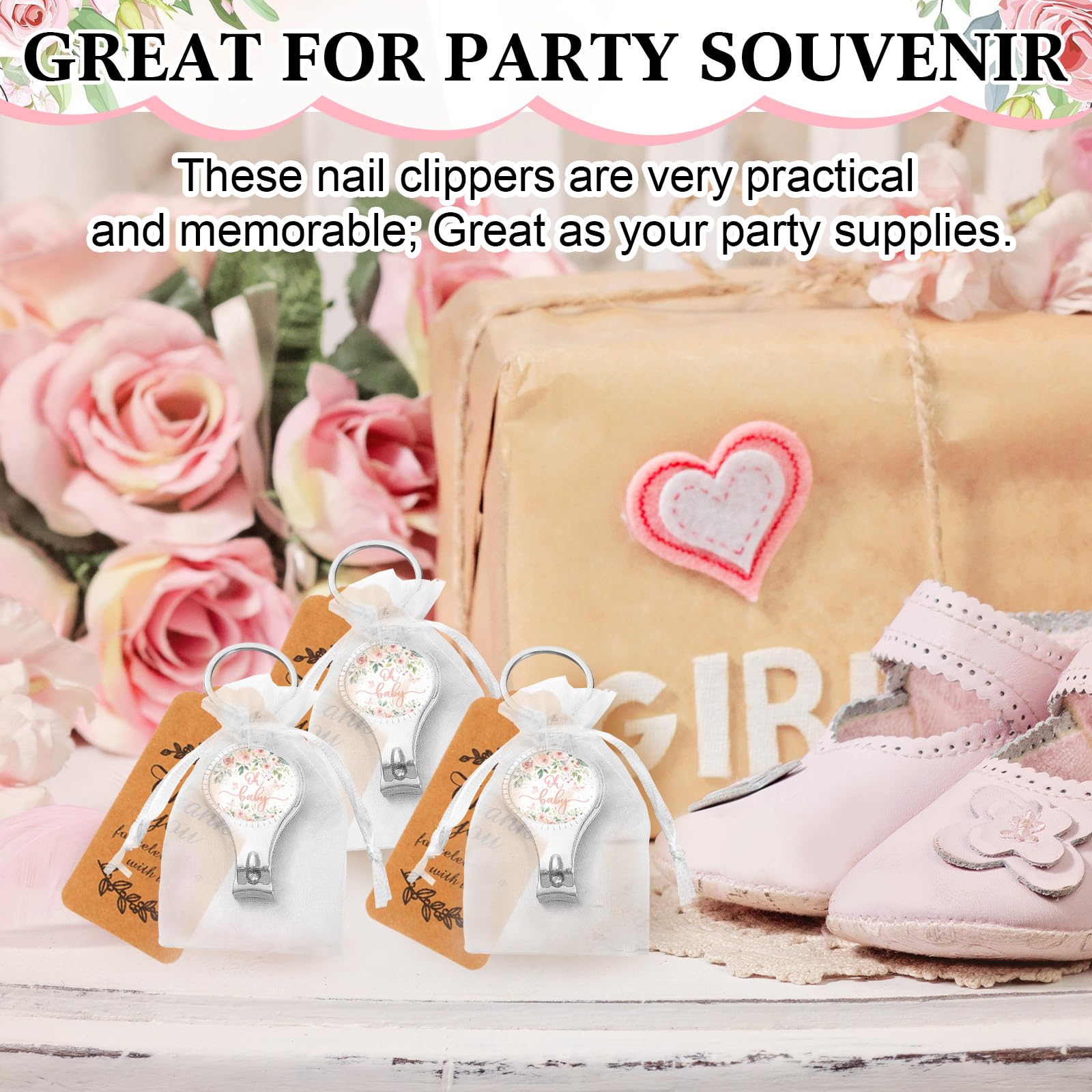 Baby Nail Clippers 50-Pack Baby Shower Favors Bottle Opener/Nail