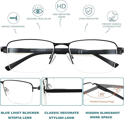 Miniatura 3 de Jucangr - Lentes de distancia para hombres,Gafas de conducción miopía miopía para mujeres,Vidrio de ojo hipermetropía cercano