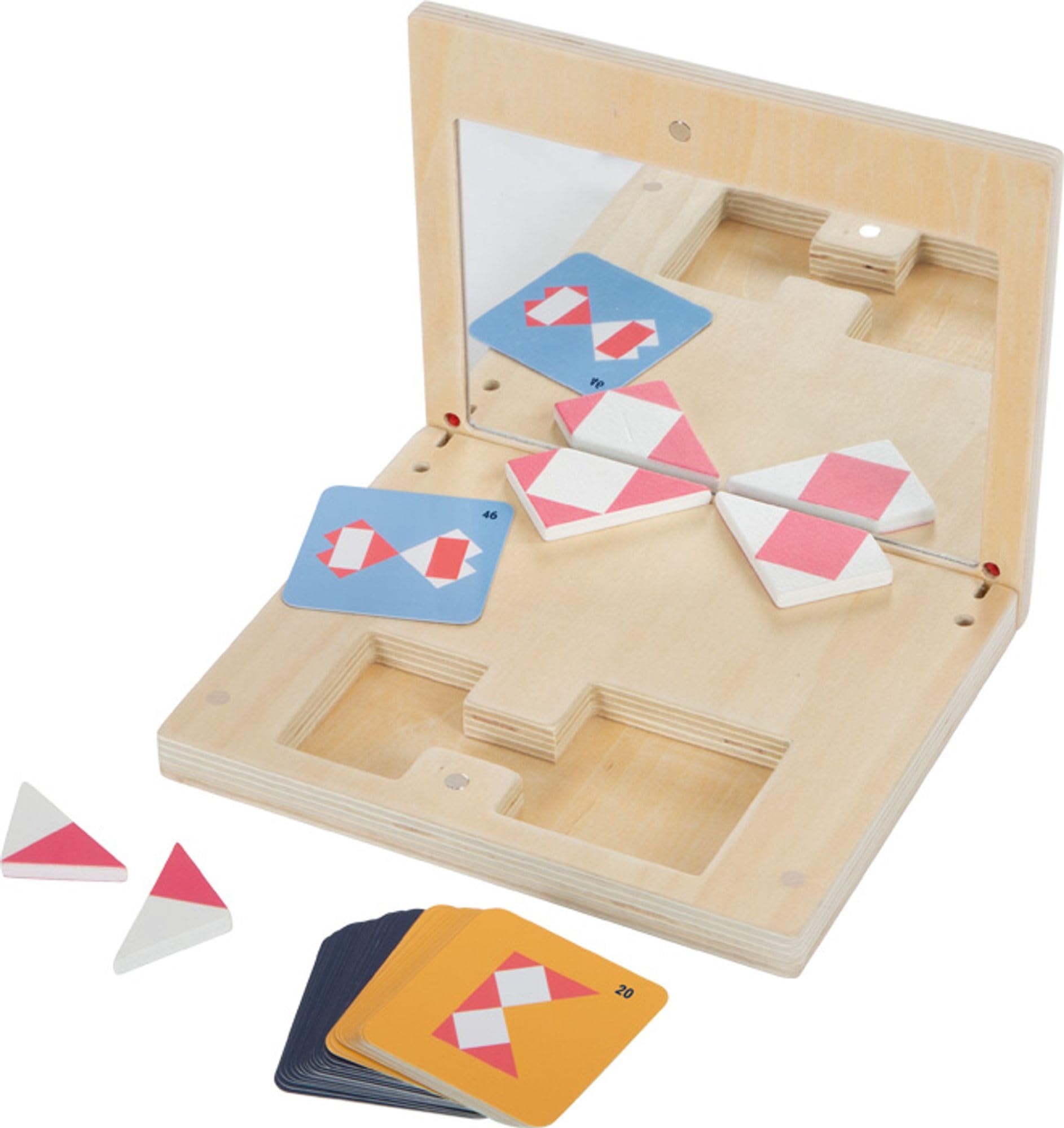 Small Foot Symmetry Game with Mirror Educate, wood, puzzle in wooden box w/magnetic latch, for ages 5+ yrs, 12463 - Image 2