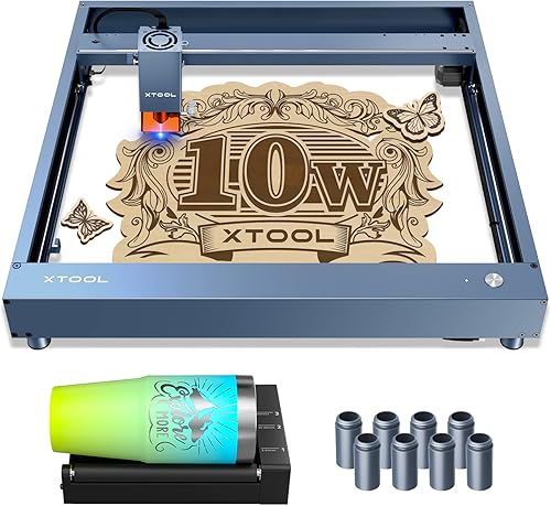 xTool D1 Pro - Grabador láser mejorado con rotatorio potencia de salida de 10 W máquina de grabado láser de alta precisión de 60 W grabador láser