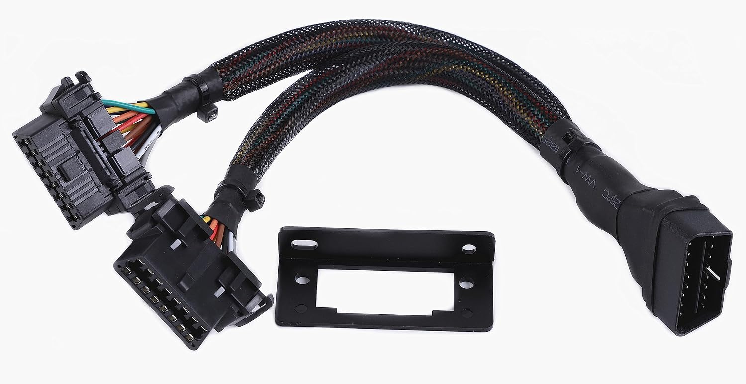 Underdash OBD2 Splitter Y Cable OBDII 1 Male to 2 Female Splitter 20awg Thick Wire