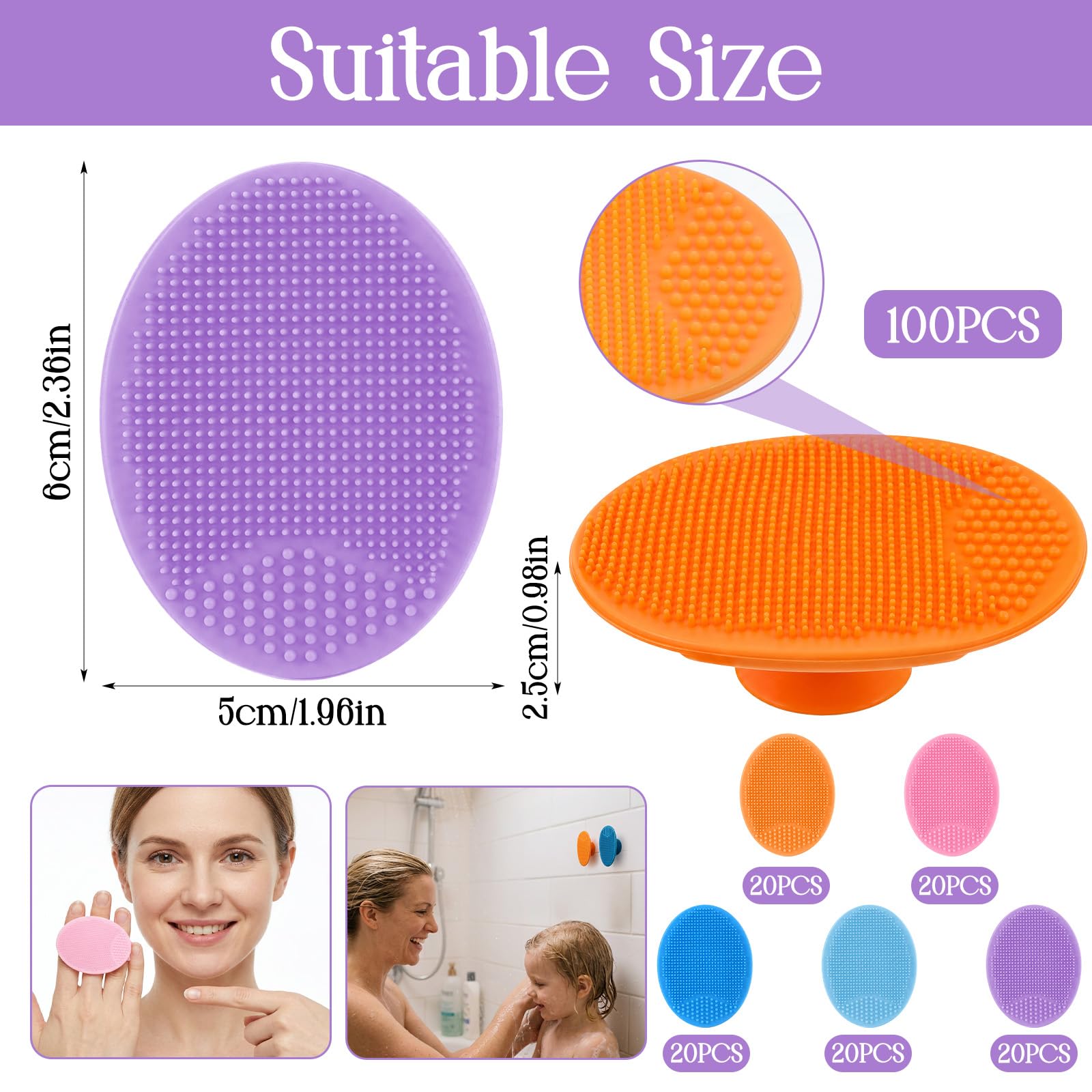 Juego de 100 cepillos de limpieza facial de silicona para limpieza profunda