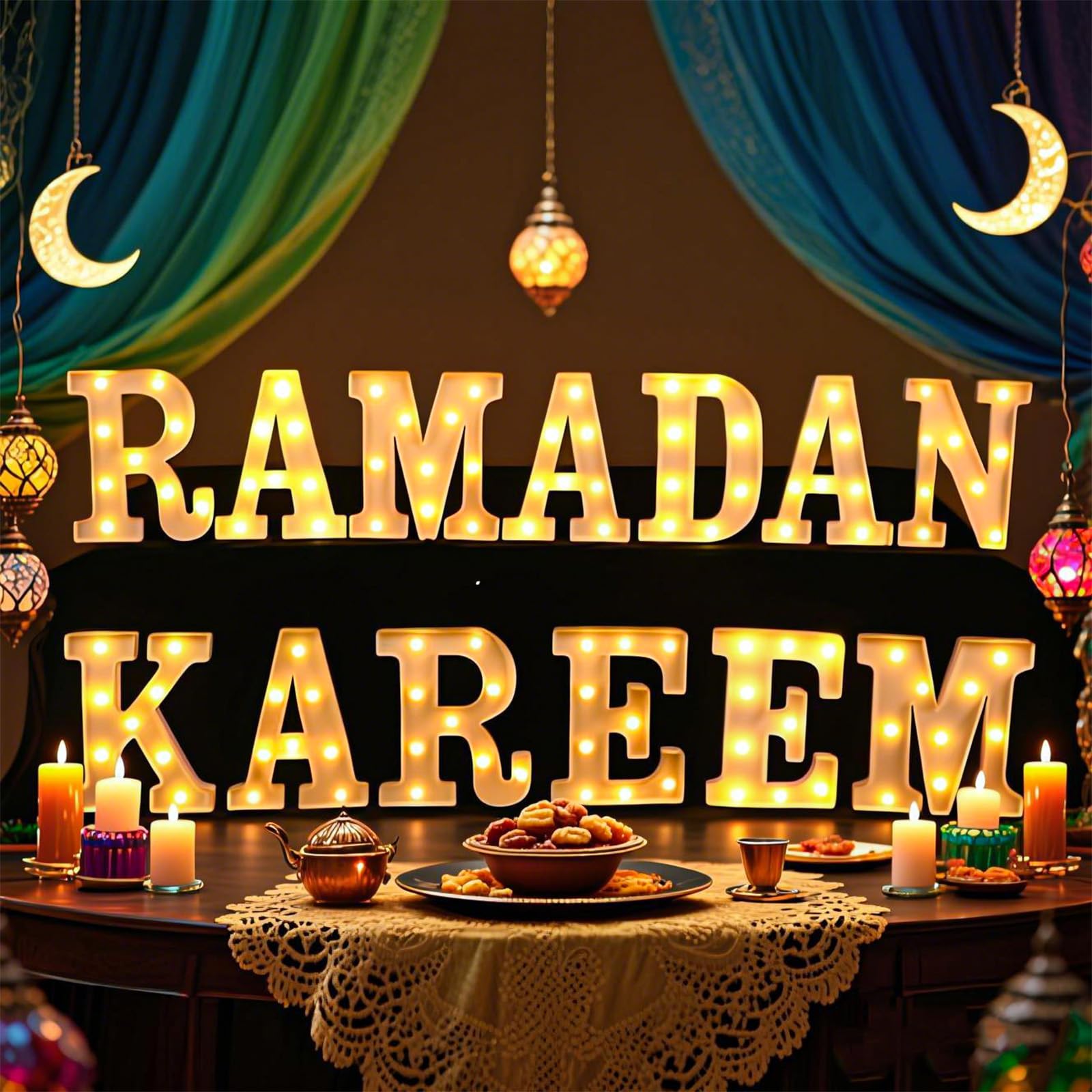 Aurelema Sukkot Large LED Letter Sign LED Lights, Ramadan Kareem, 8.27 Inches