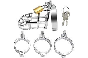 Male Chastity Device Cock Cage, Zinc Alloy Chastity Device Locked Cage Sex Toy