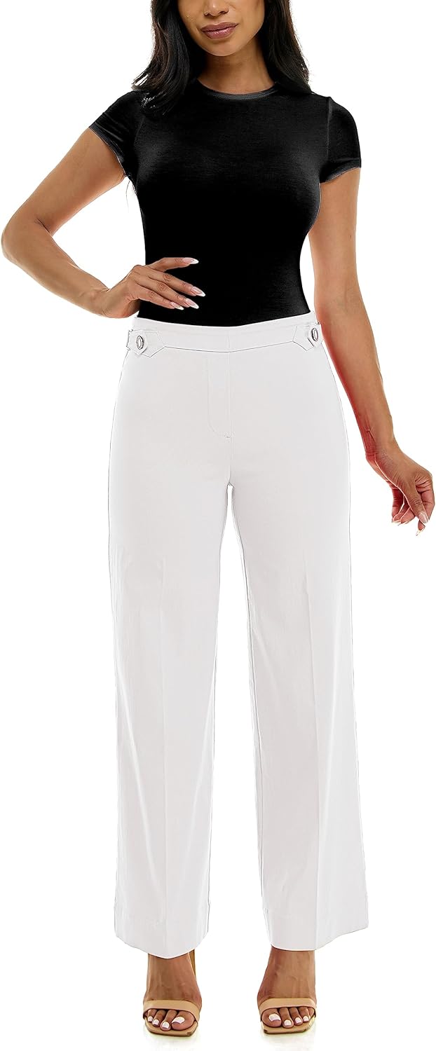 Zac & Rachel Womens Pull on Millennium Wide Leg Pant W/Hardware Waist TabsPants - Image 5