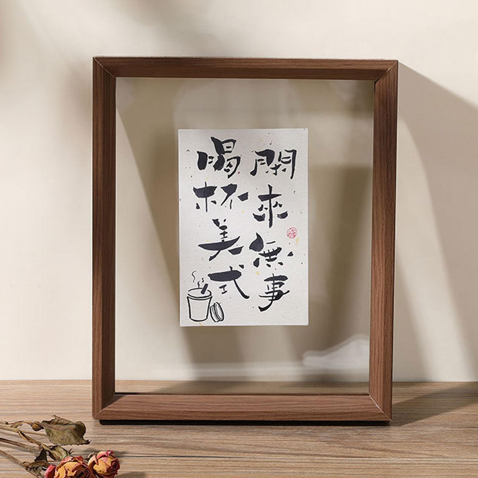 Floating Frame Double Sided,Floating Glass Frames,Wooden Frame,Floating Frame For Canvas,A4 Frame Wood,Leaf Specimen Photo Frame,Dust-Proof,Clear,Double-Sided,For Photos,Poster,Artworks