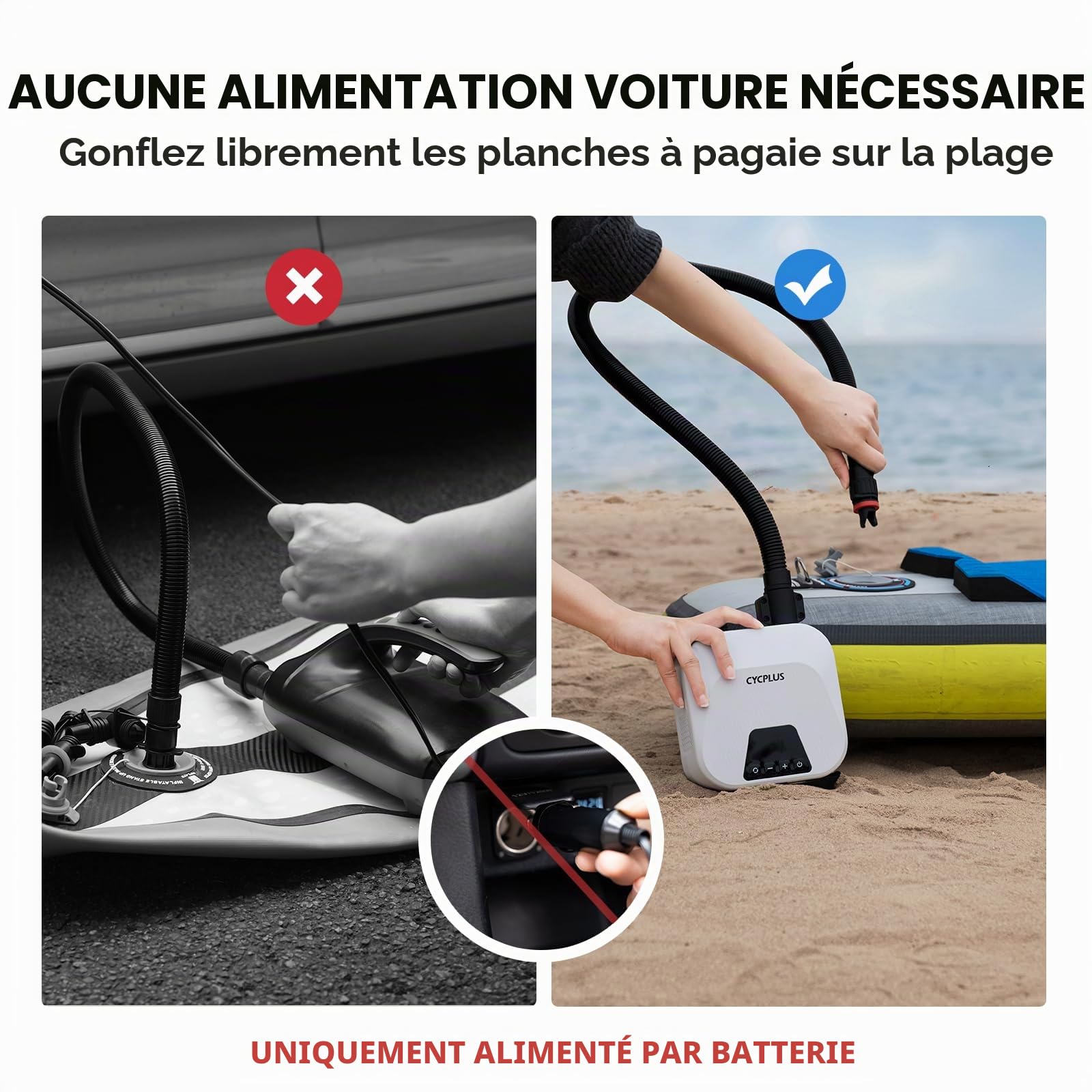CYCPLUS Pompe à air Intelligente Haute Pression 20PSI, gonflage et dégonflage intelligents à Deux étapes, Pompe à air pour Planches de Paddle, Kitesurf, Tente, Matelas.