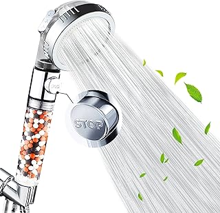Nosame® Shower Head Ⅲ，High Pressure Water Saving 3 Mode with ON/Off Pause Function Spray Filter Filtration RV Handheld Showerheads 1.6 GPM for Dry Skin & Hair Spa