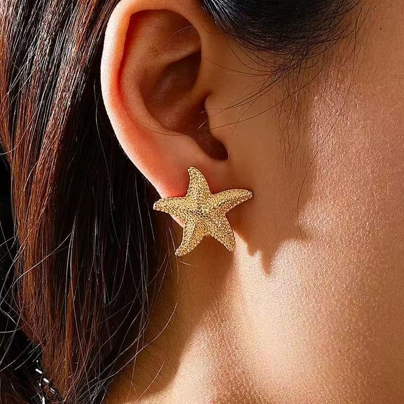 Beach Shell Earrings set for Women Gold Boho Seashell Starfish Swirl Conch Stud Earrings Summer Pearl Seahorse Dangle Drop Earrings for Summer Jewelry - Image 5