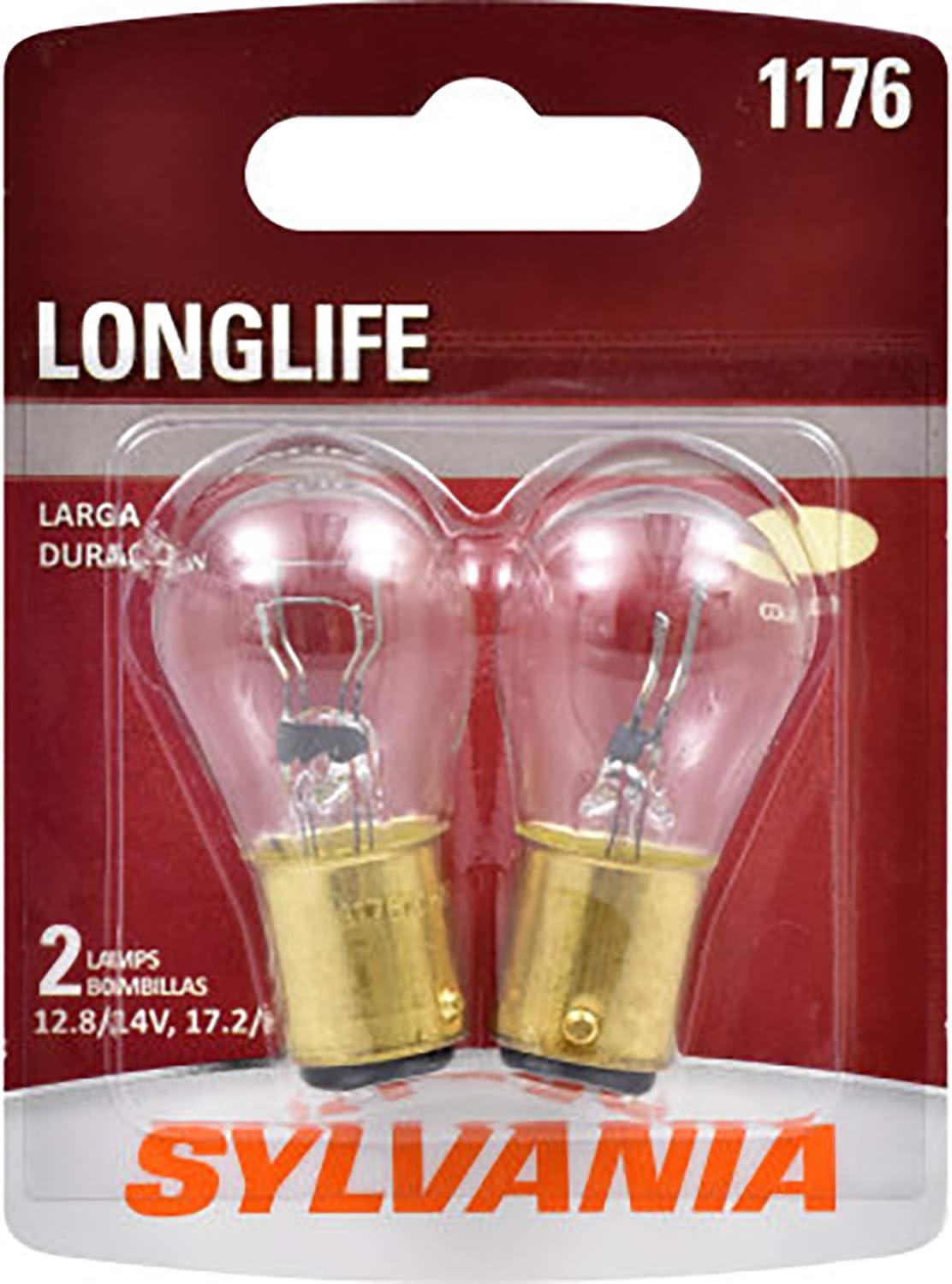 SYLVANIA - 1176 Long Life Miniature - Bulb, Ideal for Brake, Tail Applications. (Contains 2 Bulbs)