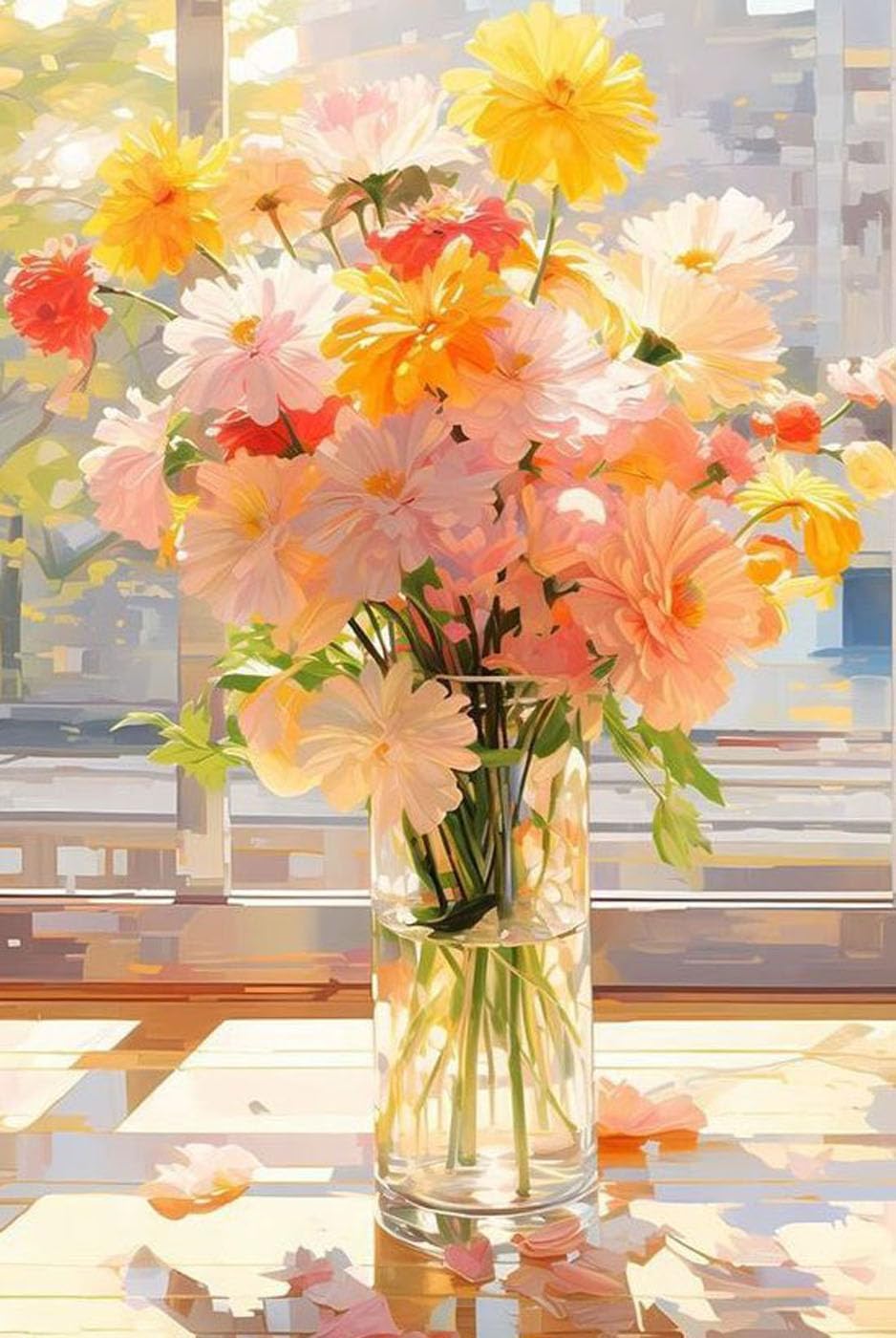LEADINTOP ダイヤモンドアート 花 30X40cm 丸いビーズ ダイヤモンドペインティング キット モザイクアート 人気 ビーズアート かわいい 初心者 大人 子供 DIY 手作り 手芸キット プレゼント 芸術品 装飾