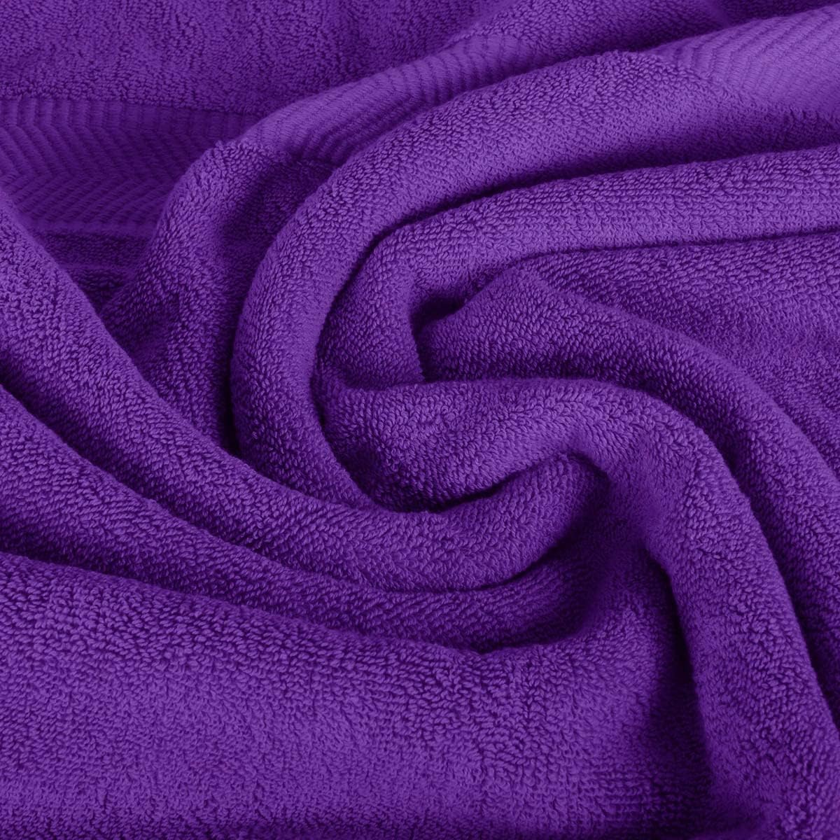 BY LORA Terry Cotton Bath Towel, Hand Towel and Wascloth Set, Purple, Set of 8