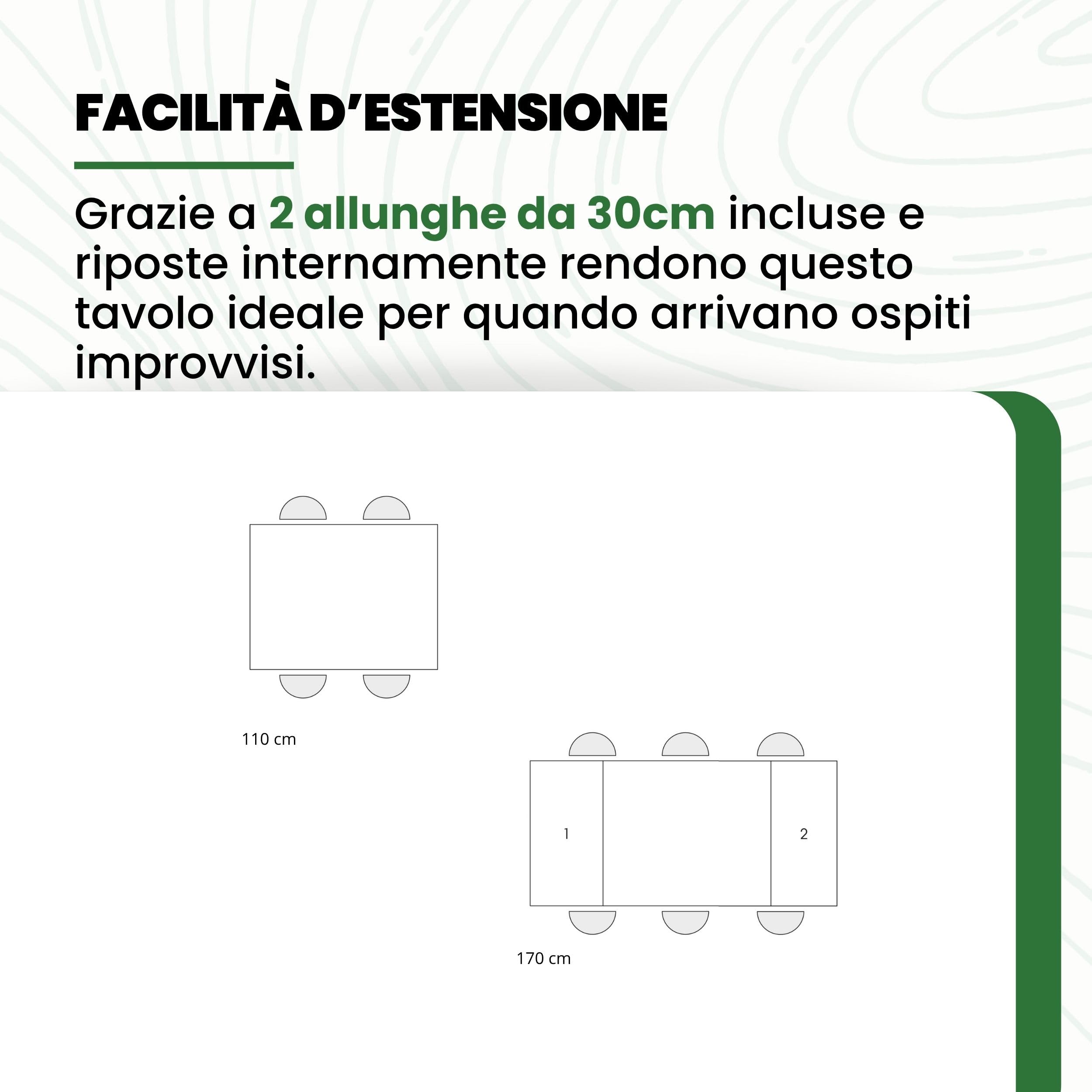 Mar.c.a. Design - Tavolo da Pranzo Allungabile Rettangolare 110x70x76 cm - Allungabile Fino a 180 Cm - Struttura in Acciaio Bianco e Piano in Vetro - Made in Italy