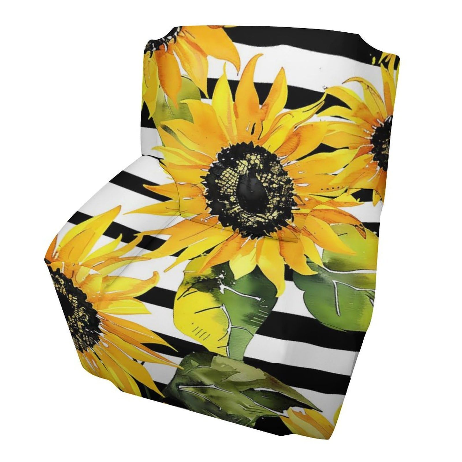 Housse de fauteuil simple à rayures antidérapante élastique fleurs