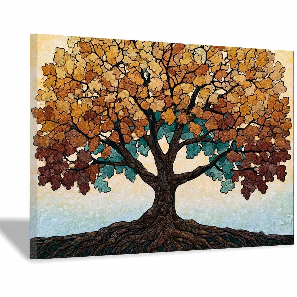 XENIOU Tree Of Life Wall Art Teals Tree Art canvas wall art, prints for walls, for living room bathroom Bedroom Home Decoration.(Multicolor)-70x100cm Framed