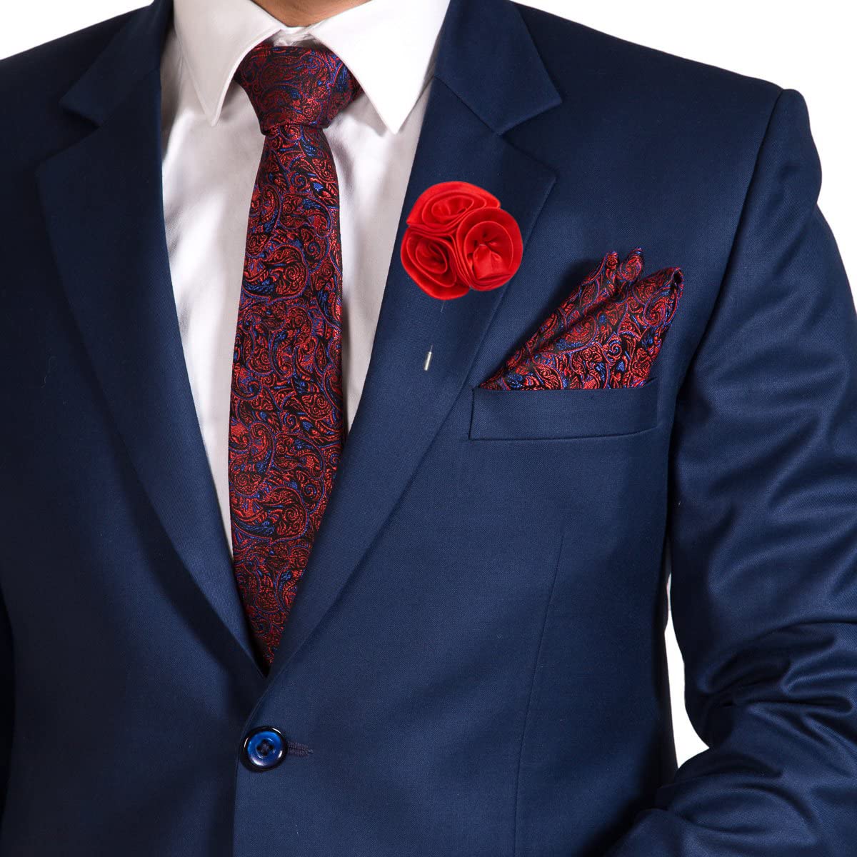 to the nines Red Micro Polyester Men's Tie, Pocket Square & Lapel Pin-picture-37